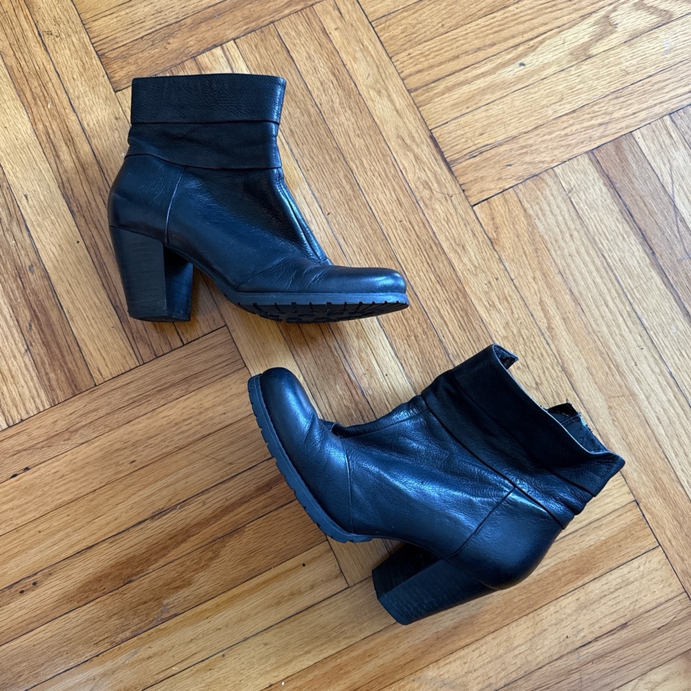 Clark’s black leather boots